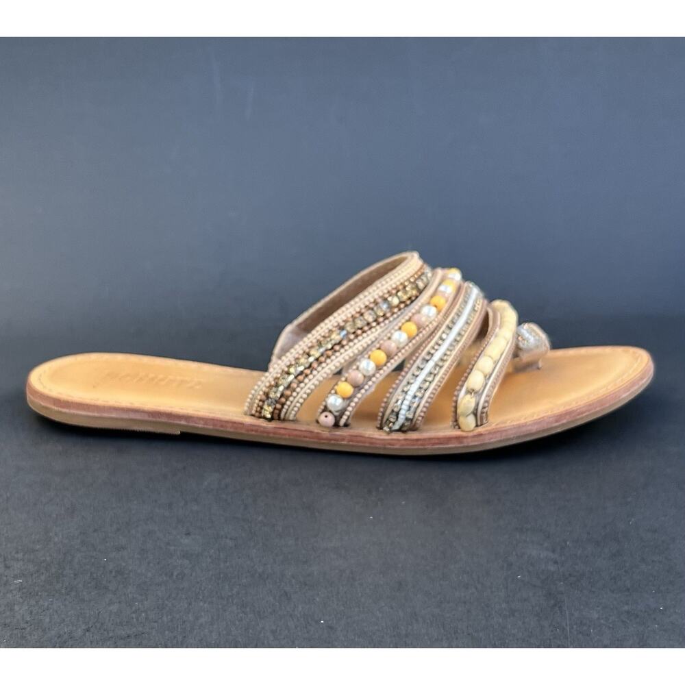 Schutz Jodie Beaded Toe-Loop Leather Sandals Women's Size 7.5 US - Picture 5 of 13